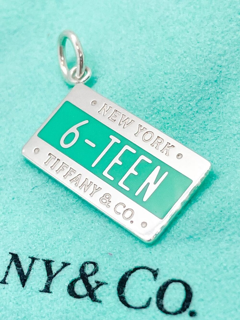 Tiffany & Co. 6-Teen Sweet 16 Blue Enamel Charm Pendant Sterling Silver Rare